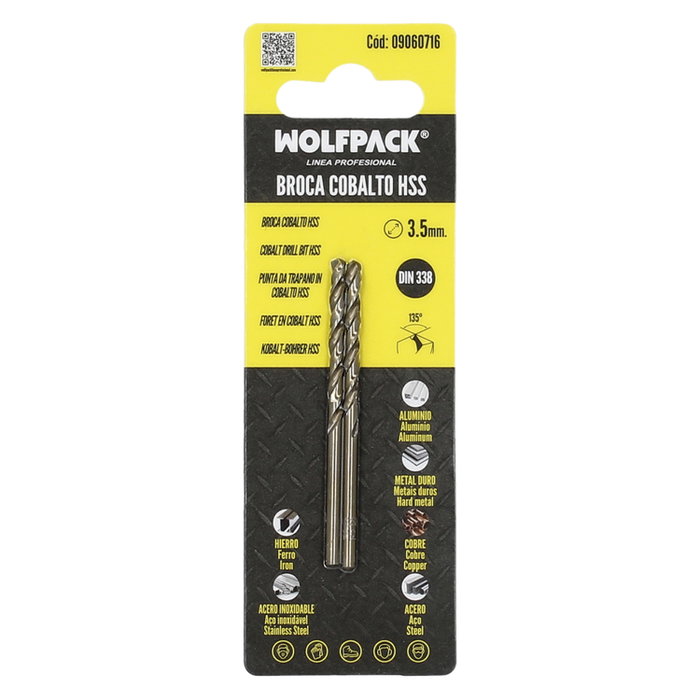 WOLFPACK LINEA PROFESIONAL Broca Cobalto HSS Cylindrique 3,50 mm (Lot de 2)