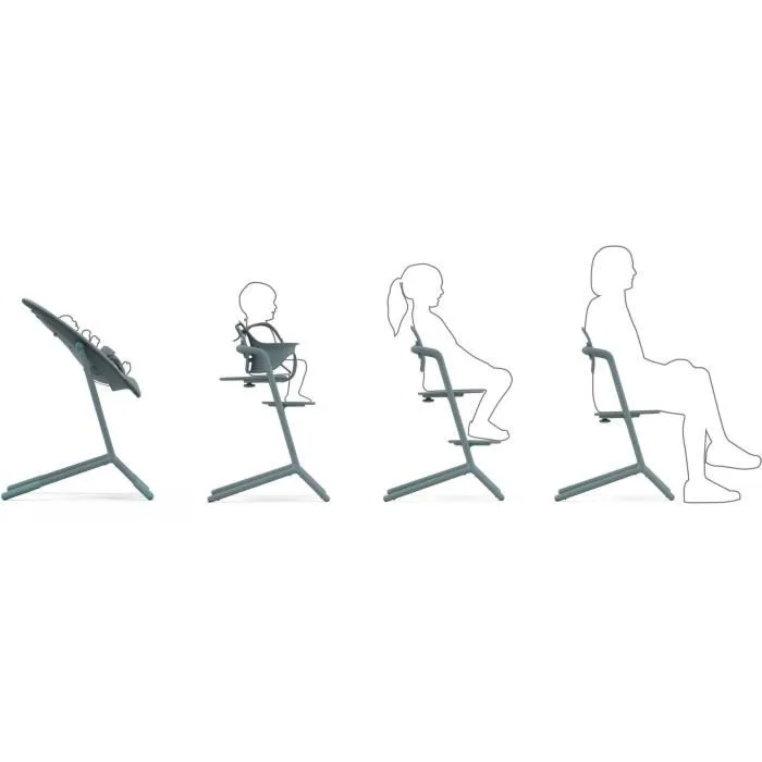 CYBEX Chaise haute évolutive et réglable Lemo 2 Stone Blue - Compatible transat naissance, réglage sans outil, 95 kg