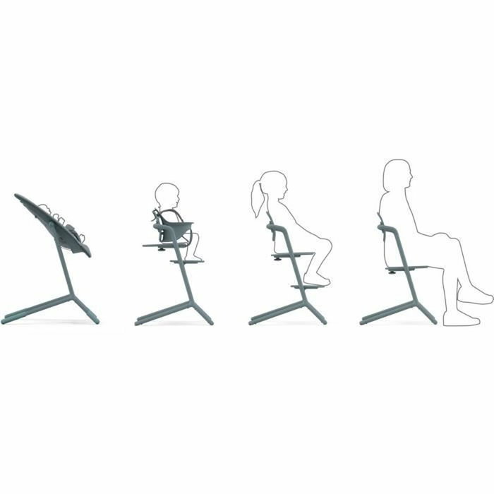 CYBEX Chaise haute évolutive et réglable Lemo 2 Stone Blue - Compatible transat naissance, réglage sans outil, 95 kg
