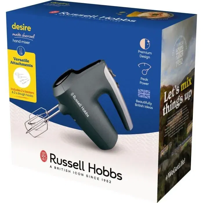 Russell Hobbs Desire Batteur à Main Matte Charcoal - 185 W, 5 Vitesses, Noir