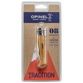 Opinel Couteau No. 08 carbone avec manche en bois