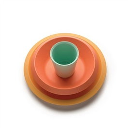 Alessi UNS05S1 Set de Table Enfants 'Giro Kids' en Mélamine par UNStudio - Plat Creux, Plat Plat, Verre et Couverts