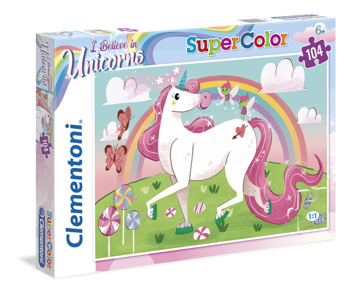 Clementoni SuperColor Puzzle 104 pièces - Je crois aux licornes - Pour filles à partir de 6 ans