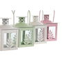 Ensemble de lanternes Home ESPRIT Blanc Vert Rose Verre Fer Shabby Chic 7 x 7 x 10 cm (3 Pièces) (4 Unités)