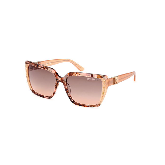 Guess By Marciano GM00012 44F Lunettes de Soleil Femme Carrées Rose Havana 58 mm