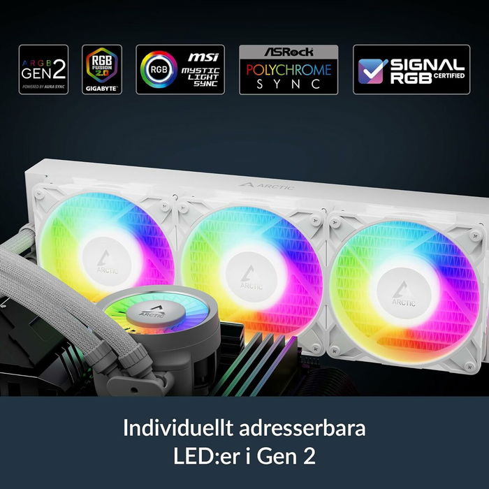 ARCTIC Liquid Freezer III PRO 360 A-RGB White - Kit de refroidissement liquide pour processeur 360mm, triple ventilateur 120mm, ARGB, support LGA 1851/1700/AM4/AM5, blanc