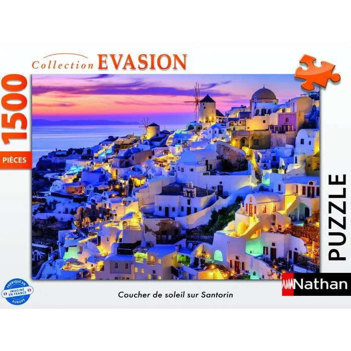 Ravensburger Puzzle 1500 pièces - Coucher de soleil sur Santorin - Collection Évasion - Pour adultes et enfants à partir de 14 ans - Réf. 12001532 Ravensburger Puzzle 1500 pièces - Coucher de soleil sur Santorin - Collection Évasion - Pour adultes et enfants à partir de 14 ans - Réf. 12001532