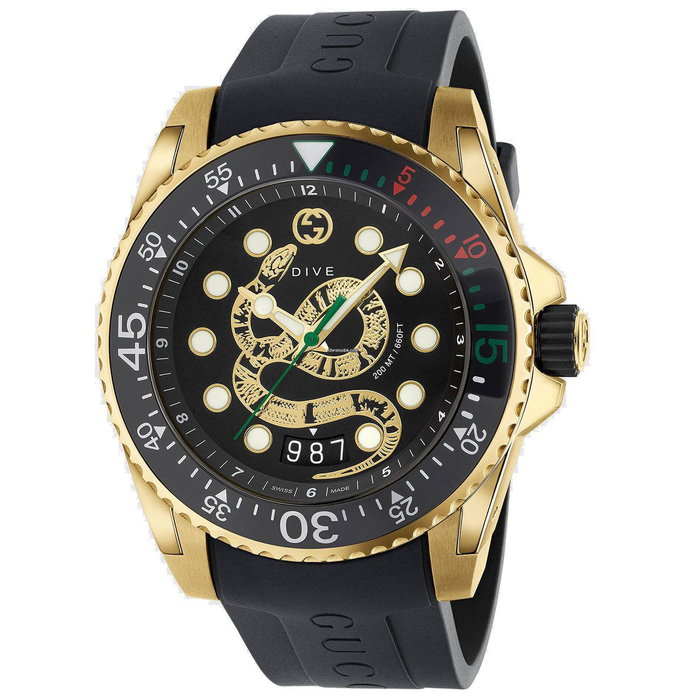 Gucci YA136219 - Montre analogique homme dorée et noire Gucci YA136219 - Montre analogique homme dorée et noire