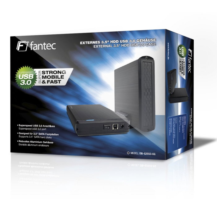 Fantec DB-G35U3-6G Boîtier de disque dur externe 3,5 pouces SATA USB 3.2 Gen 1 Noir