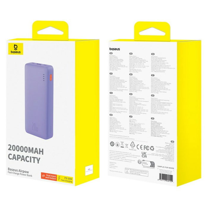 Baseus Powerbank P10022804513-00 Pourpre 20000 mAh 74 WH