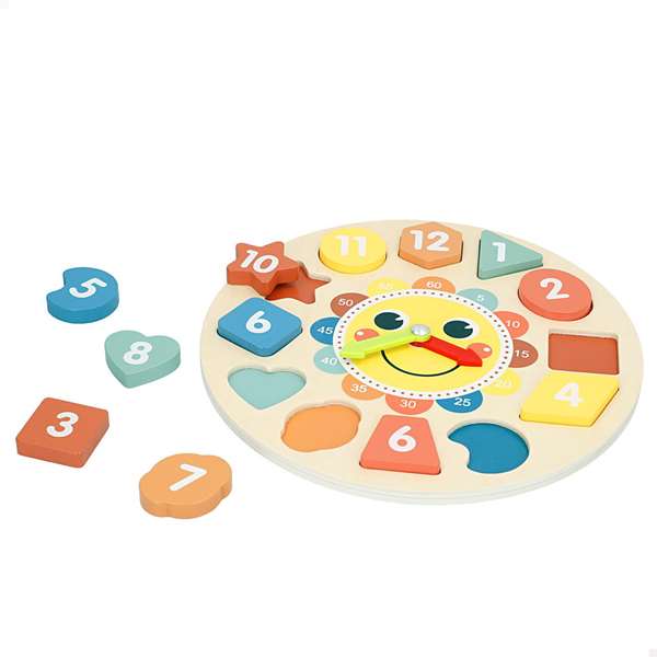 Color Baby - Horloge éducative en bois avec 13 pièces, puzzle et jouet premier âge, 22x7x22 cm - Modèles assortis