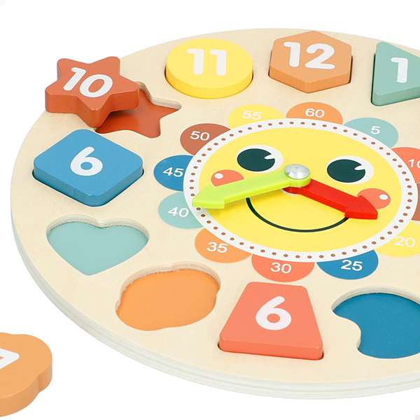 Color Baby - Horloge éducative en bois avec 13 pièces, puzzle et jouet premier âge, 22x7x22 cm - Modèles assortis