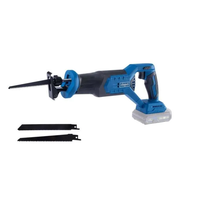 Scheppach Scie sabre sans fil brushless BC-RS250-X, 20V, coupe jusqu'à 115 mm (bois/métal), sans batterie, mandrin rapide, 2 lames incluses