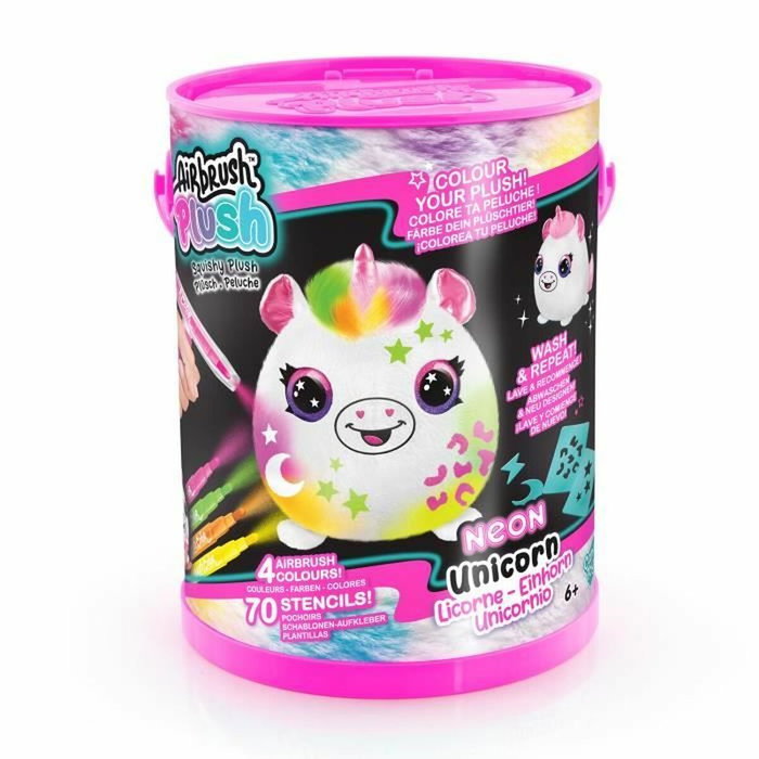 Canal Toys Air 022 Airbrush Plush Licorne Néon avec Feutres et Pochoirs
