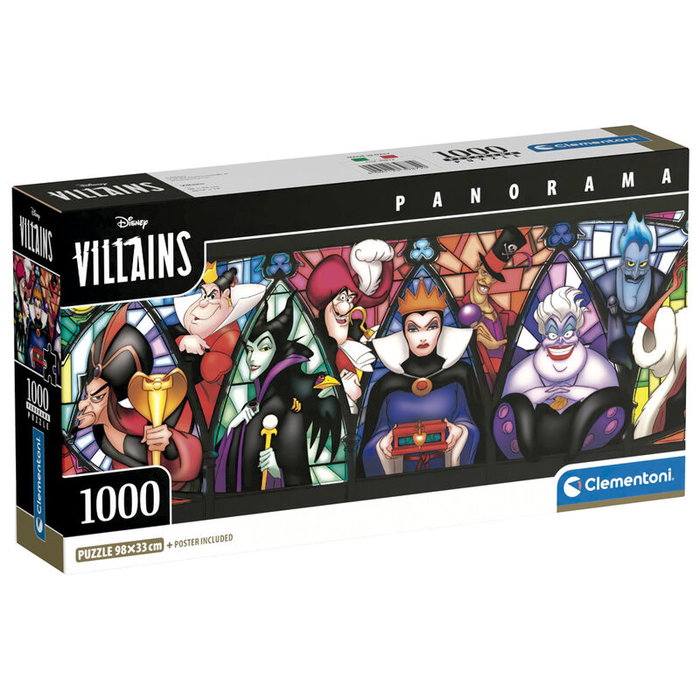 CLEMENTONI Puzzle Panorama 1000 Pièces - Les Méchantes Disney, 98 x 33 cm CLEMENTONI Puzzle Panorama 1000 Pièces - Les Méchantes Disney, 98 x 33 cm