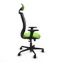 Chaise Zulema Synchro 3 positions tissu Vert pistache Maille Noir Base en nylon noir Accoudoir 2D Appui-tête Roulettes 65mm nylon