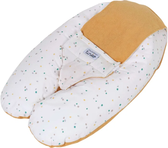 Tineo MultiRelax - Coussin de maternité 3-en-1 évolutif, transat, allaitement et soutien, harnais intégré, déhoussable, réversible
