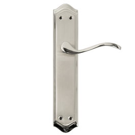 JANDEL Manille de porte sur plaque longue en zamak, nickel satiné