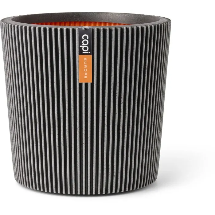 CAPI EUROPE Vase conique Groove NL 45 x 41 cm Anthracite Design Moderne CAPI EUROPE Vase conique Groove NL 45 x 41 cm Anthracite Design Moderne