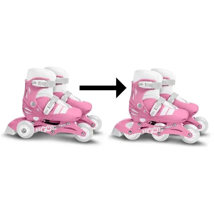 Stamp - Patins en ligne évolutifs 2-en-1 STAMP SKIDS CONTROL avec roues en PVC 60*24mm, taille ajustable 27-30 - Rose