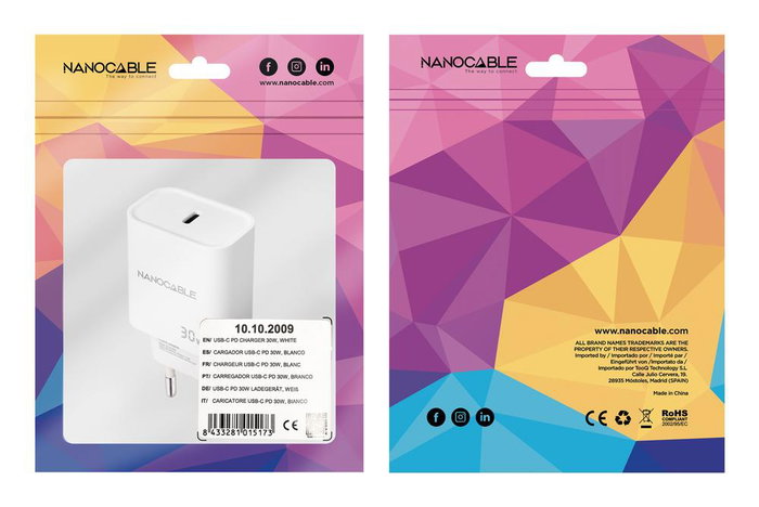 Nanocable Chargeur Mural USB-C PD 30W Blanc - Cargador Pared - Réf. C Pd 30 W Nanocable Chargeur Mural USB-C PD 30W Blanc - Cargador Pared - Réf. C Pd 30 W