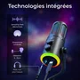 The G-Lab K-MIC-NEON Microphone de streaming et gaming USB, RGB, pour PC et consoles, captation audio professionnelle, noir