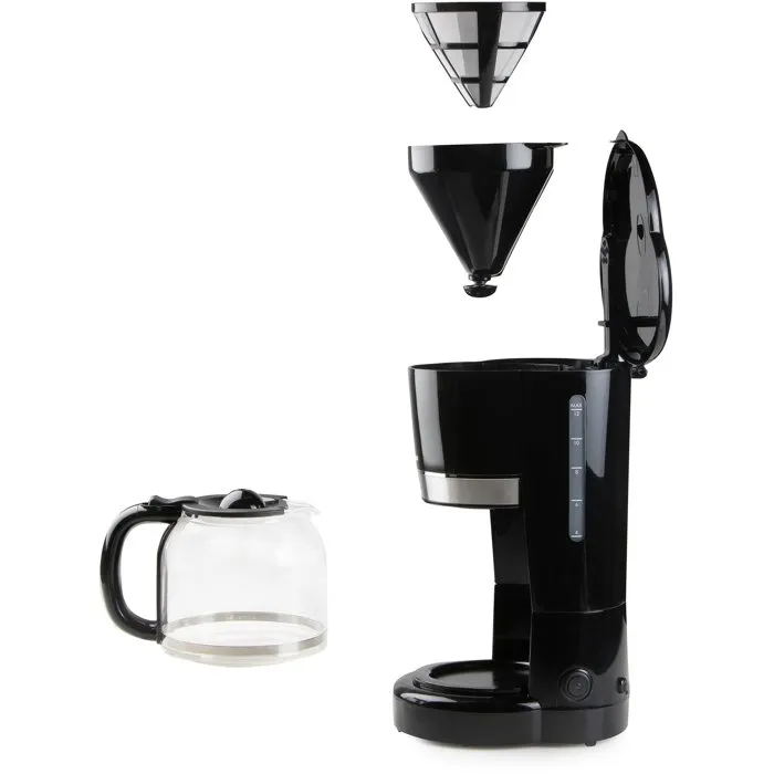 Domo DO1141K Cafetière Filtre 900 W 12 Tasses 1.5 L Noir avec Filtre Permanent et Arrêt Automatique
