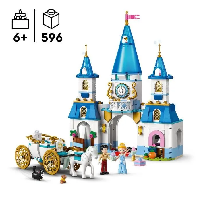 LEGO Disney Princess 43275 Le Château de Cendrillon et la Calèche - Jeu de Construction avec 596 Pièces pour Enfants dès 6 Ans