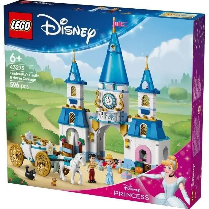 LEGO Disney Princess 43275 Le Château de Cendrillon et la Calèche - Jeu de Construction avec 596 Pièces pour Enfants dès 6 Ans