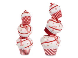 Krist+ Tour à Gâteaux Petit Blanc et Rouge 20 x 50 x 20 cm Plastique Tissu (Set de 2)