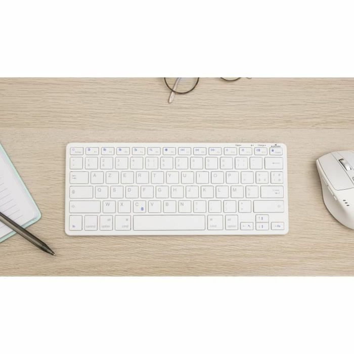 Bluestork MINI MAC R Clavier Sans Fil Rechargeable Blanc AZERTY