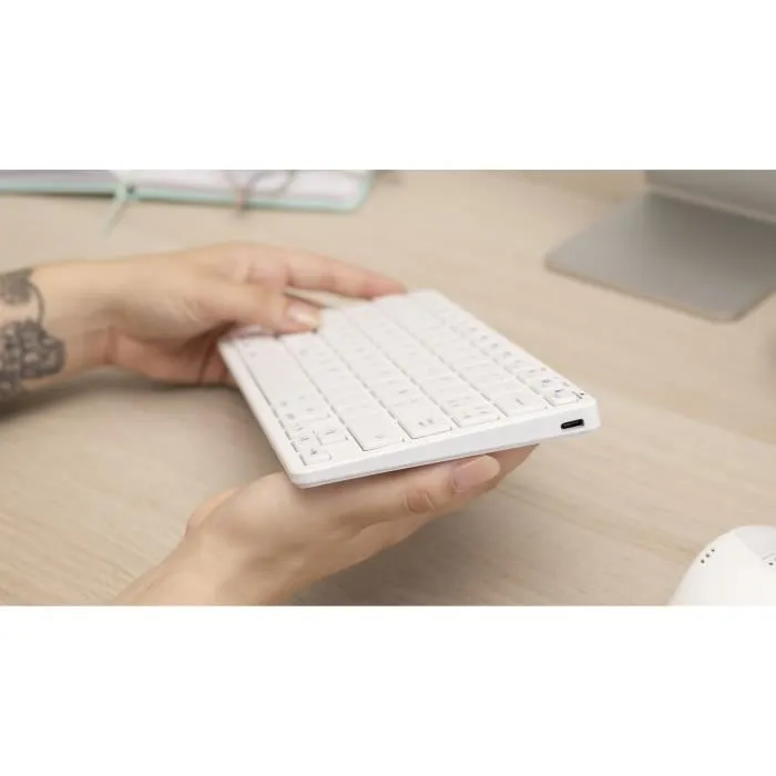 Bluestork MINI MAC R - Clavier sans fil compact et rechargeable pour Mac OS - Blanc