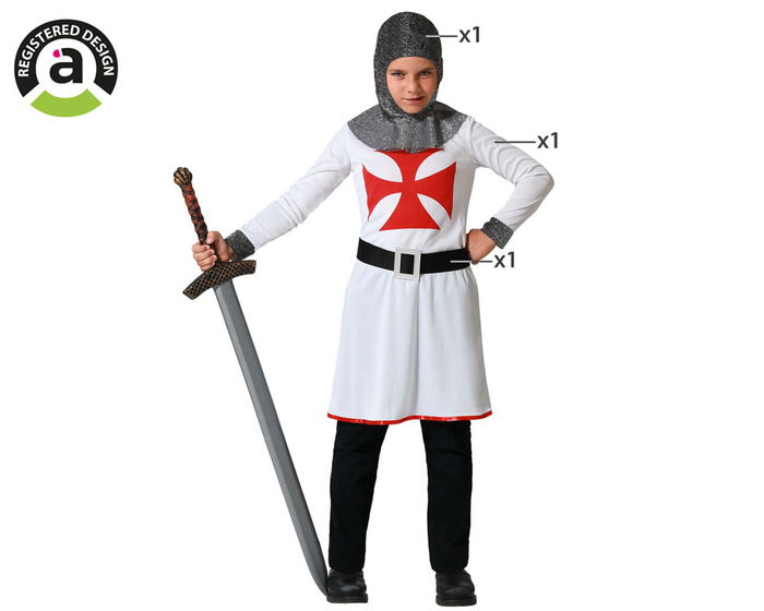 Déguisement de Chevalier des Croisées pour Enfant 3-4 Ans - Tunique avec Ceinture et Bonnet en Polyester Déguisement de Chevalier des Croisées pour Enfant 3-4 Ans - Tunique avec Ceinture et Bonnet en Polyester