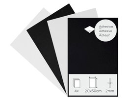 Innspiro Set de 4 feuilles de mousse EVA adhésives noir et blanc 20x30cm x 2mm