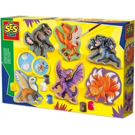 Ses Creative - Kit d'activité manuelle Créatures mythiques - Moulage et peinture - Dragon, phénix, loup-garou - Pour enfants 5 ans et plus - Réf. Hobby Blue