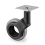 Emuca Lot de 4 roulettes Hole 2 avec plétine de montage, diamètre 60mm, Acier et Plastique, Plastique gris