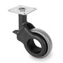 Emuca Lot de 4 roulettes Hole 2 avec plétine de montage, diamètre 60mm, Acier et Plastique, Plastique gris