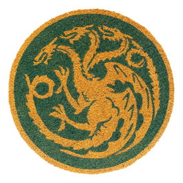 ERIK Tapis de porte 'La Maison du Dragon' - House of the Dragon / Game of Thrones - Diamètre 50 cm en fibre de coco avec base PVC antidérapant