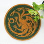 ERIK Tapis de porte 'La Maison du Dragon' - House of the Dragon / Game of Thrones - Diamètre 50 cm en fibre de coco avec base PVC antidérapant