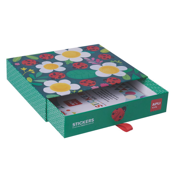 Apli Kids - Caja De Stickers Mariquita 18362 - Jeu de gommets pour enfants, boîte de création, développe la motricité fine et la coordination, +3 ans