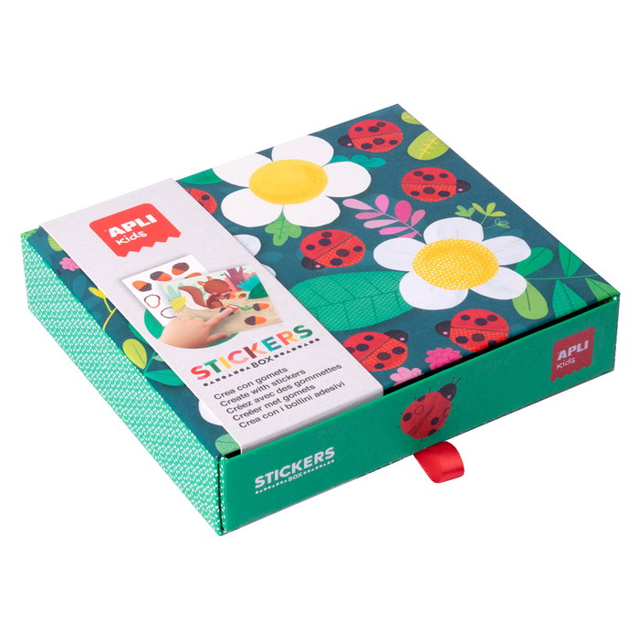 Apli Kids - Caja De Stickers Mariquita 18362 - Jeu de gommets pour enfants, boîte de création, développe la motricité fine et la coordination, +3 ans