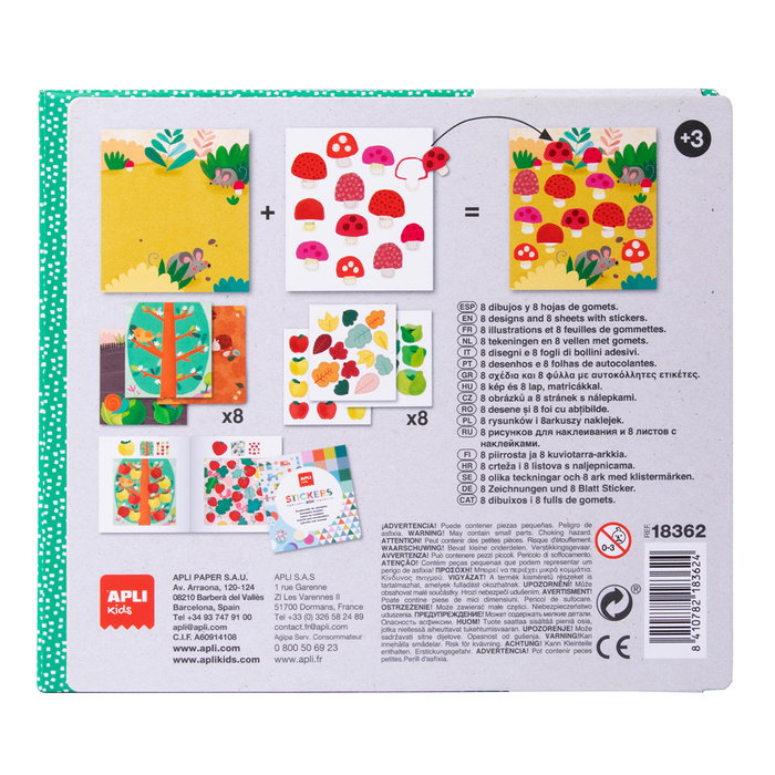 Apli Kids - Caja De Stickers Mariquita 18362 - Jeu de gommets pour enfants, boîte de création, développe la motricité fine et la coordination, +3 ans