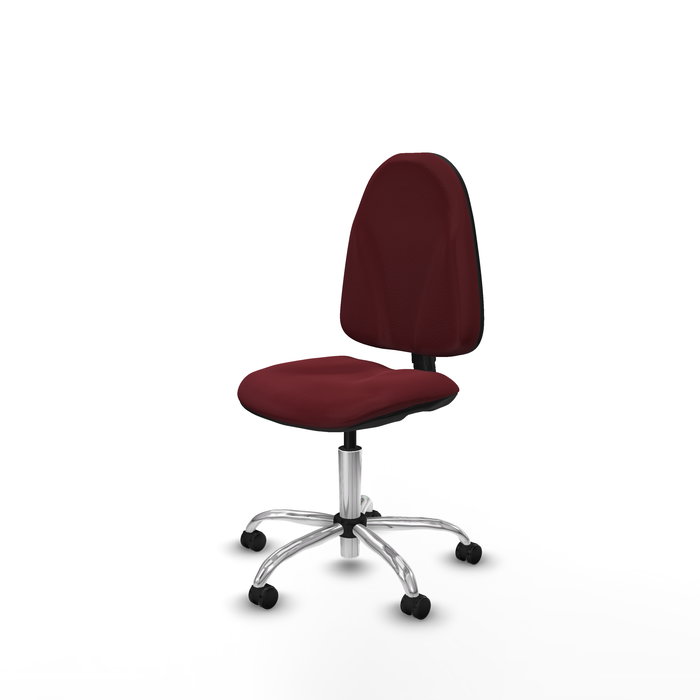 Chaise Algarra Contact permament de base Cuir écologique Bordeaux Structure chromée Sans accoudoirs Sans appui-tête Roulettes pour moquette