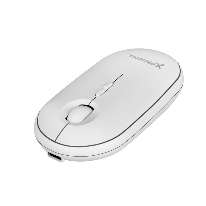Phoenix Technologies Souris sans fil Bluetooth et 2.4 GHz blanche, Rechargeable Silencieuse, 800/1200/1600 DPI, Rebble