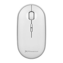 Phoenix Technologies Souris sans fil Bluetooth et 2.4 GHz blanche, Rechargeable Silencieuse, 800/1200/1600 DPI, Rebble