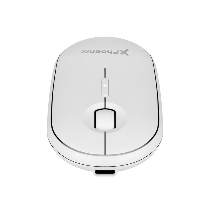 Phoenix Technologies Souris sans fil Bluetooth et 2.4 GHz blanche, Rechargeable Silencieuse, 800/1200/1600 DPI, Rebble