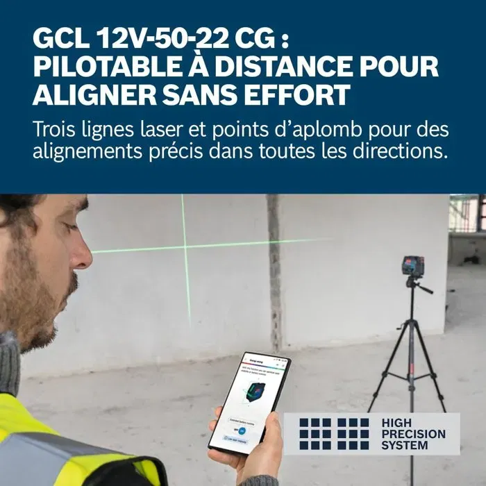 Bosch Professional GCL 12V-50-22 CG - Niveau laser combiné jusqu'à 50 m, Dual Power, avec support RM 20, 4 piles LR6 (AA) et housse Bosch Professional GCL 12V-50-22 CG - Niveau laser combiné jusqu'à 50 m, Dual Power, avec support RM 20, 4 piles LR6 (AA) et housse