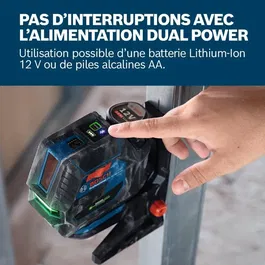 Bosch Professional GCL 12V-50-22 CG - Niveau laser combiné jusqu'à 50 m, Dual Power, avec support RM 20, 4 piles LR6 (AA) et housse