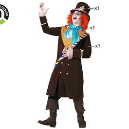 Déguisement Le Chapelier Fou Marron pour Homme Adulte Taille XL - Inclut Veste, Chapeau, Accessoire de Cou (Polyester)