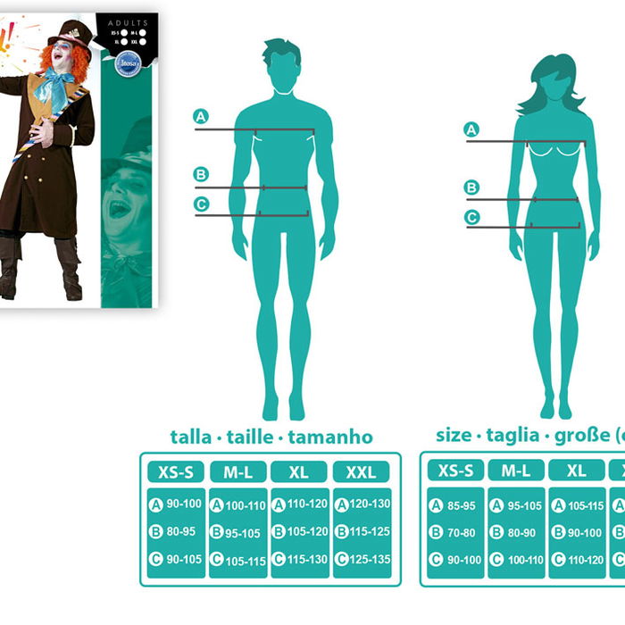 Déguisement Le Chapelier Fou Marron pour Homme Adulte Taille XL - Inclut Veste, Chapeau, Accessoire de Cou (Polyester)